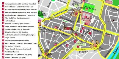 Mappa di monaco di baviera centro città attrazioni