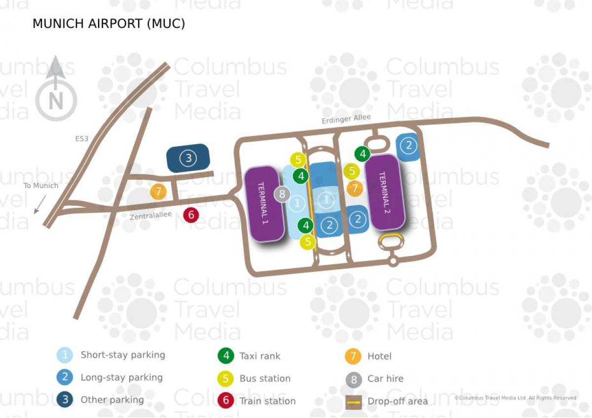 Mappa dell'aeroporto di monaco di baviera stazione ferroviaria