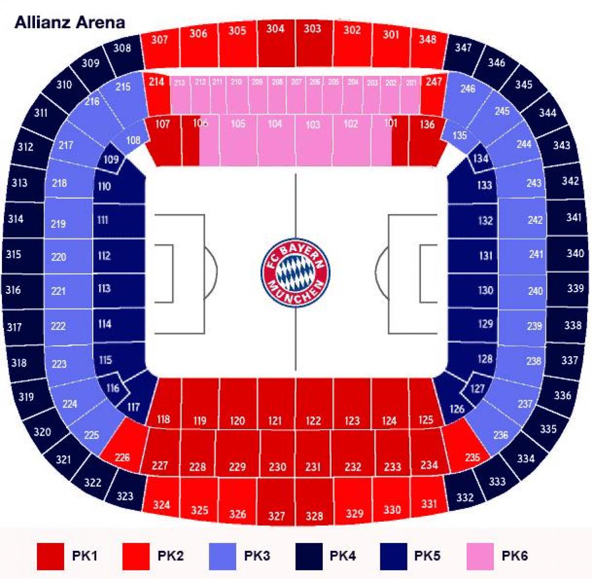 Allianz arena sulla mappa Mappa dell'allianz arena (Baviera Germania)