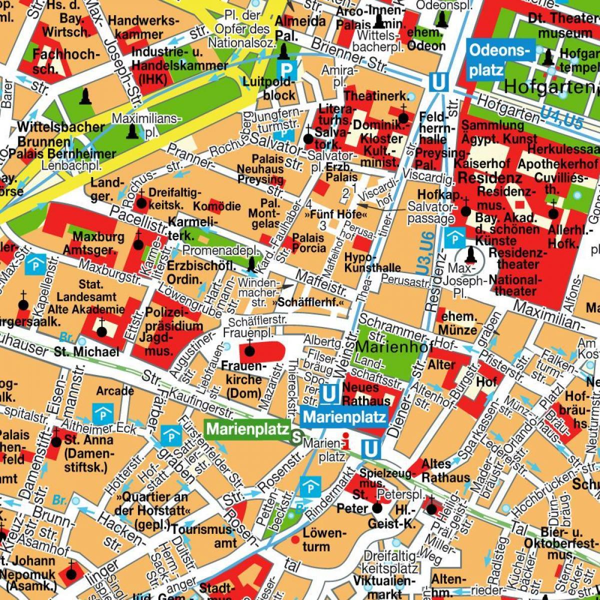mappa stradale di monaco di baviera centro città