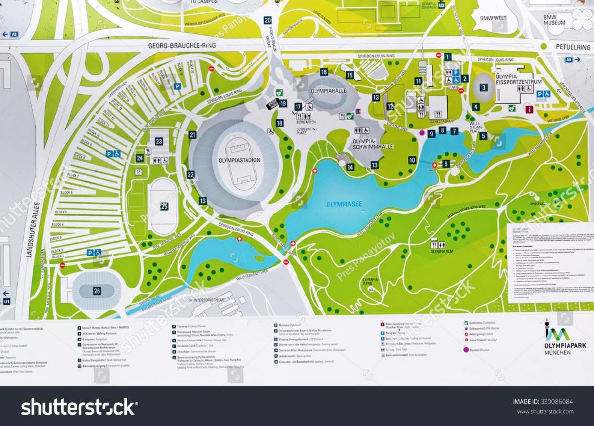 Mappa del parco olimpico di monaco di baviera