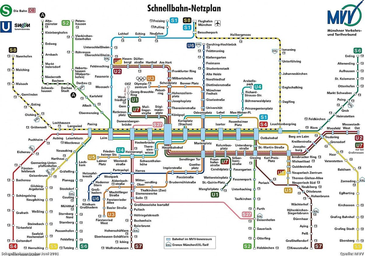 mappa della metropolitana di monaco di baviera