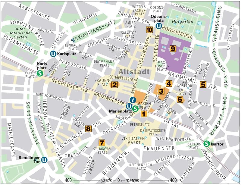 Mappa di monaco di baviera, città vecchia