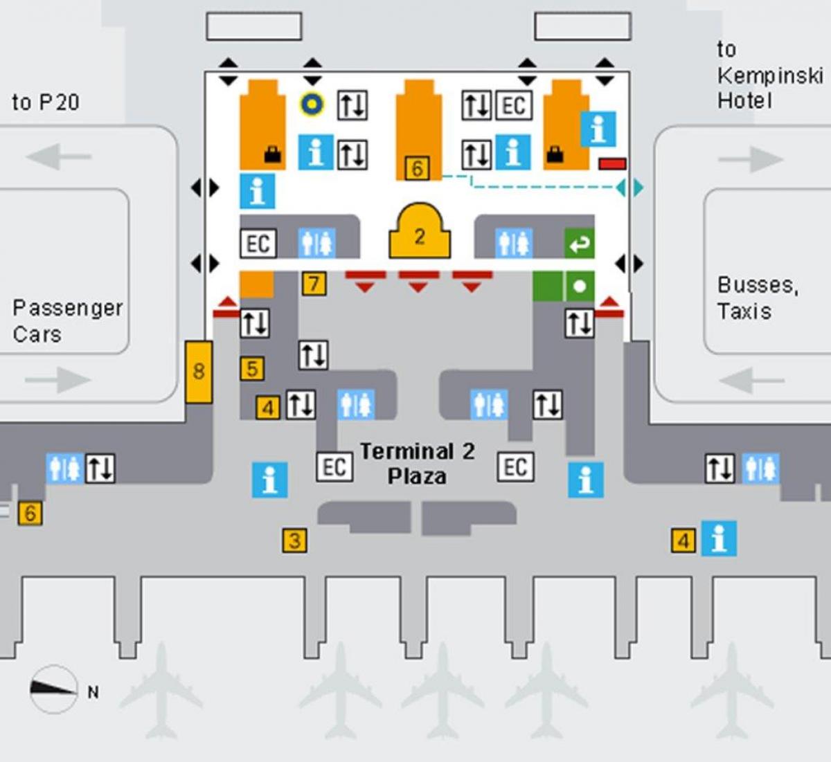 Mappa di monaco di baviera aeroporto arrivi
