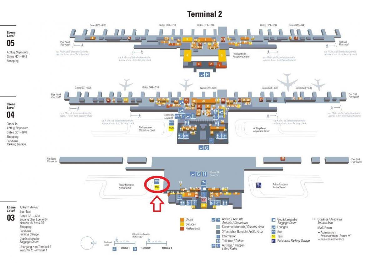 Mappa di monaco di baviera terminal 2 