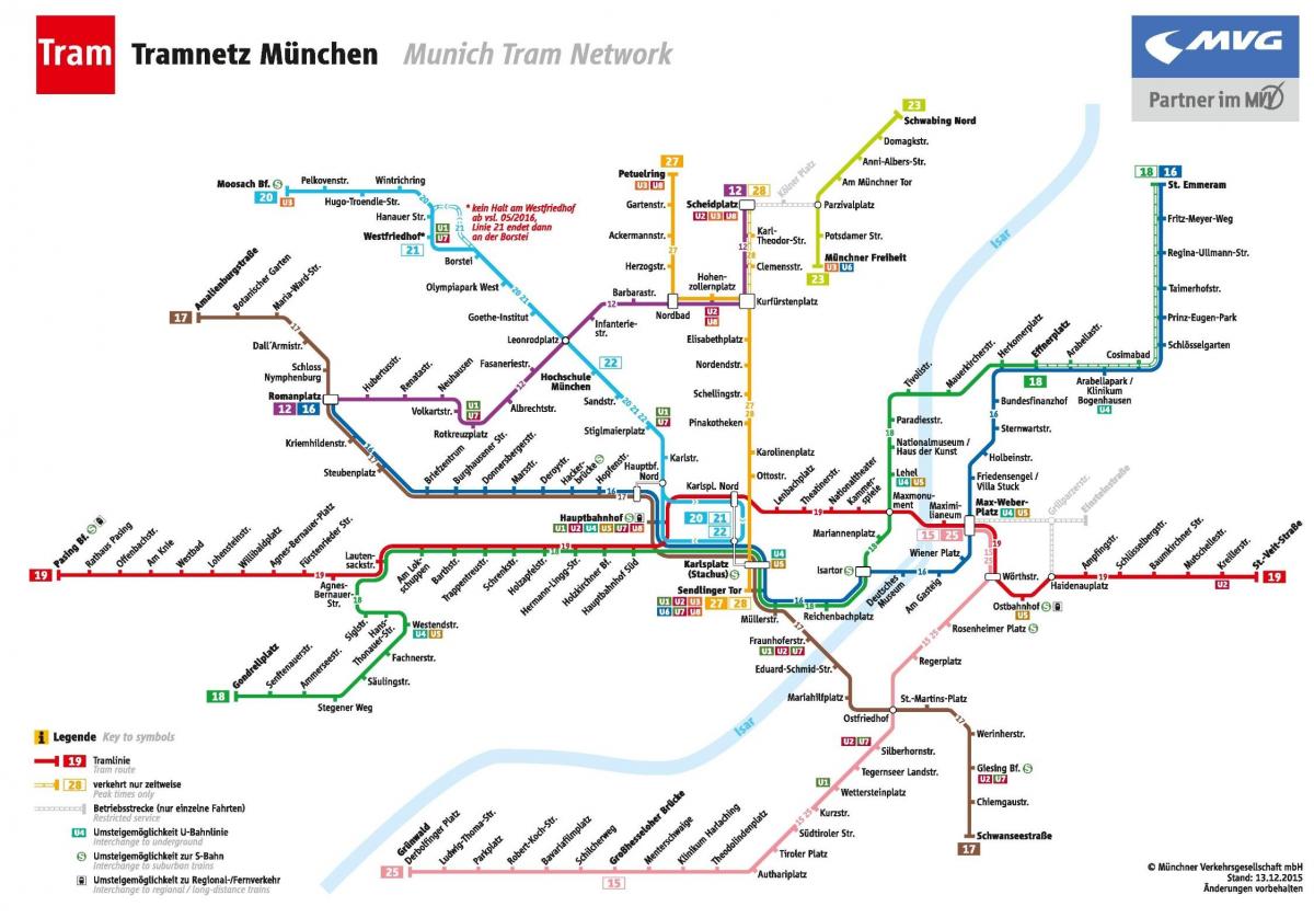 Mappa di monaco di baviera tram