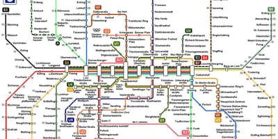 Mappa della metropolitana di monaco di baviera, germania