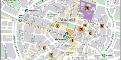 Mappa di monaco di baviera, città vecchia